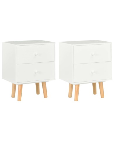 Tables de chevet 2 pcs Blanc 40 x 30 x 50 cm Pin massif