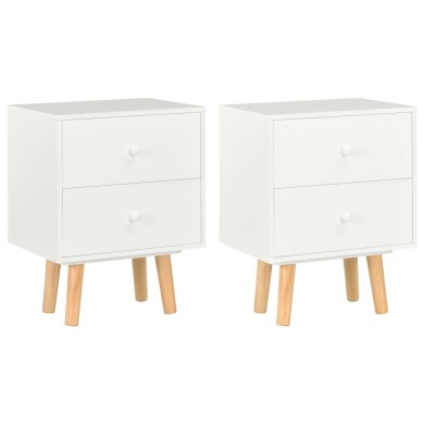 Tables de chevet 2 pcs Blanc 40 x 30 x 50 cm Pin massif