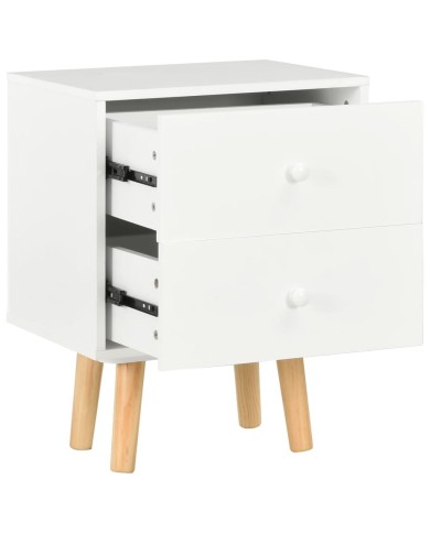 Tables de chevet 2 pcs Blanc 40 x 30 x 50 cm Pin massif