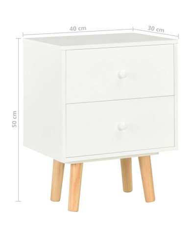 Tables de chevet 2 pcs Blanc 40 x 30 x 50 cm Pin massif