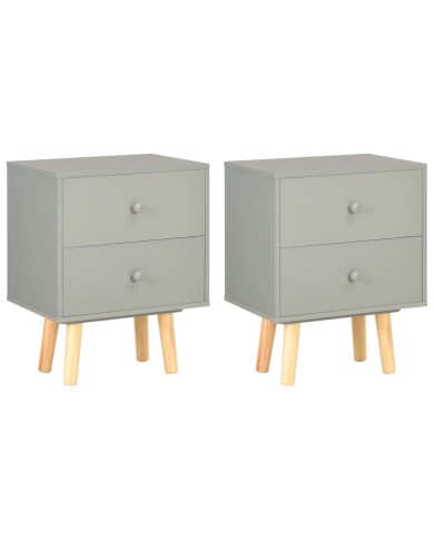 Tables de chevet 2 pcs Gris 40 x 30 x 50 cm Pin massif