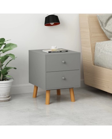 Tables de chevet 2 pcs Gris 40 x 30 x 50 cm Pin massif