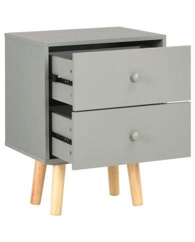 Tables de chevet 2 pcs Gris 40 x 30 x 50 cm Pin massif