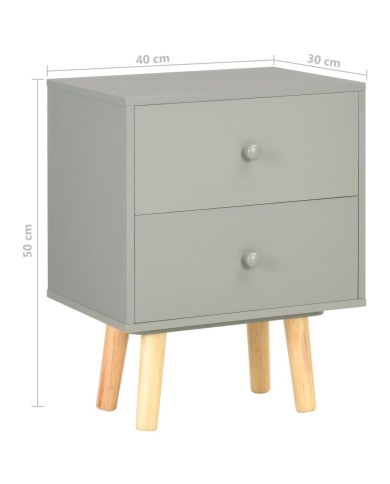 Tables de chevet 2 pcs Gris 40 x 30 x 50 cm Pin massif