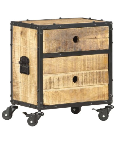Table de chevet 40 x 30 x 50 cm Bois de manguier brut