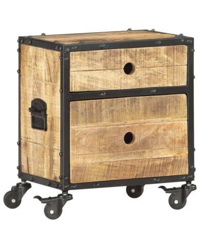 Table de chevet 40 x 30 x 50 cm Bois de manguier brut