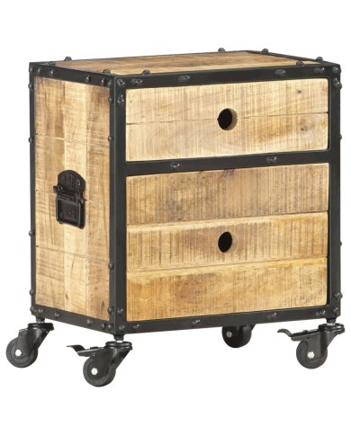 Table de chevet 40 x 30 x 50 cm Bois de manguier brut