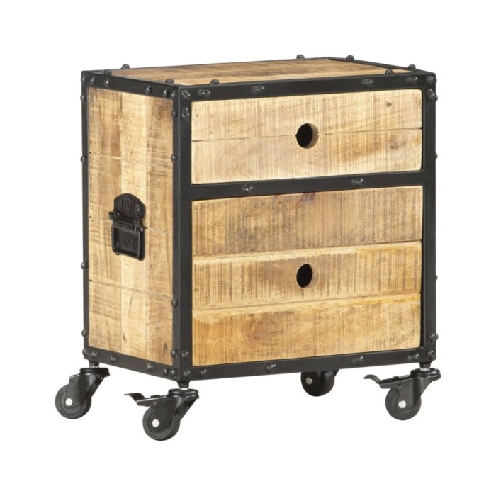 Table de chevet 40 x 30 x 50 cm Bois de manguier brut