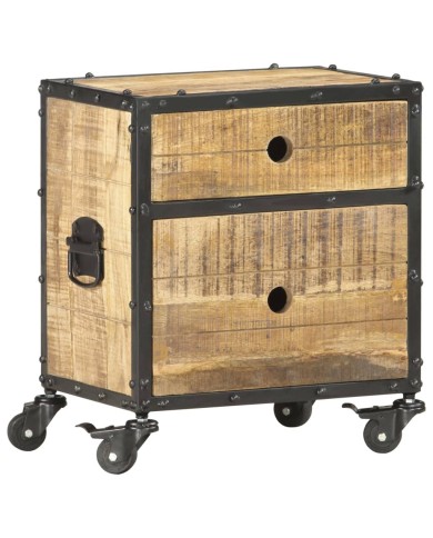 Table de chevet 40 x 30 x 50 cm Bois de manguier brut