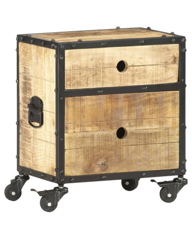 Table de chevet 40 x 30 x 50 cm Bois de manguier brut