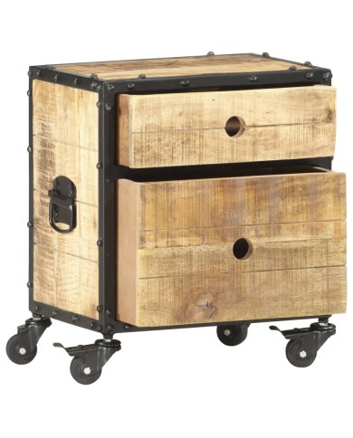 Table de chevet 40 x 30 x 50 cm Bois de manguier brut