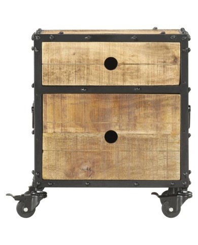 Table de chevet 40 x 30 x 50 cm Bois de manguier brut