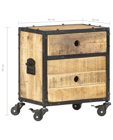 Table de chevet 40 x 30 x 50 cm Bois de manguier brut