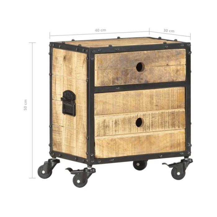 Table de chevet 40 x 30 x 50 cm Bois de manguier brut