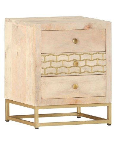 Table de chevet Doré 40 x 30 x 50 cm Bois de manguier massif