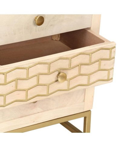 Table de chevet Doré 40 x 30 x 50 cm Bois de manguier massif