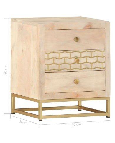 Table de chevet Doré 40 x 30 x 50 cm Bois de manguier massif