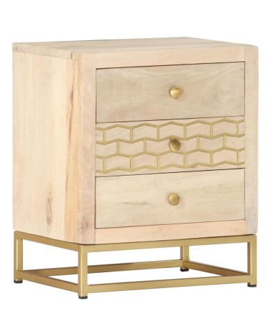 Table de chevet Doré 40 x 30 x 50 cm Bois de manguier massif