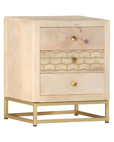 Table de chevet Doré 40 x 30 x 50 cm Bois de manguier massif
