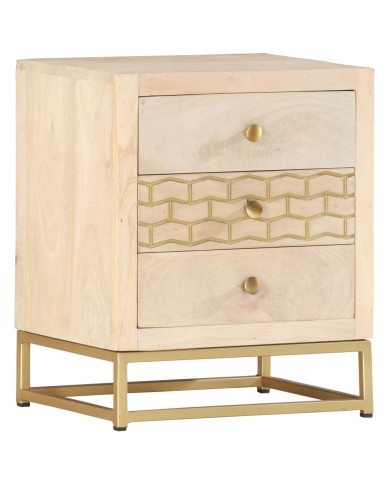 Table de chevet Doré 40 x 30 x 50 cm Bois de manguier massif