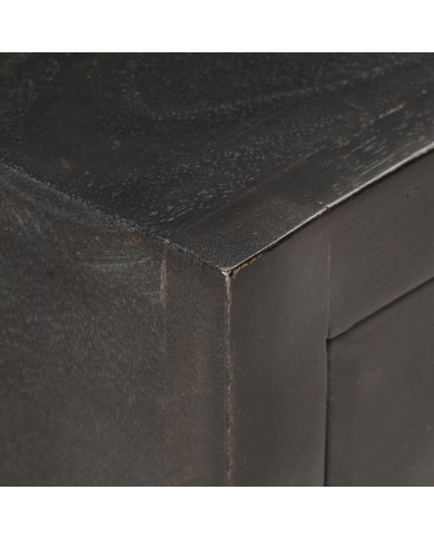 Table de chevet Noir et doré 40x30x50cm Bois de manguier massif