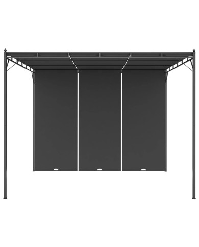 Belvédère de jardin avec rideau latéral 3x3x2,25 m Anthracite