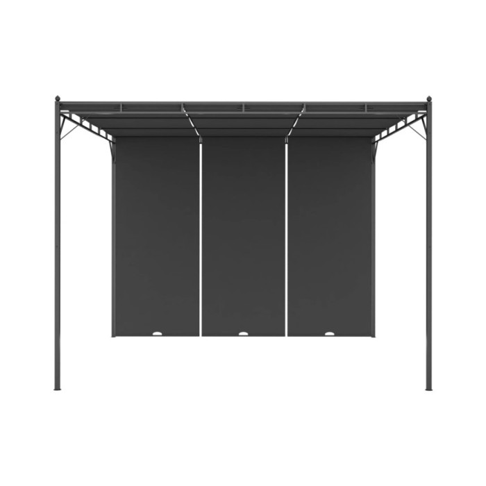 Belvédère de jardin avec rideau latéral 3x3x2,25 m Anthracite