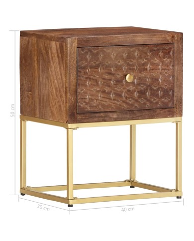 Table de chevet 40 x 30 x 50 cm Bois de manguier massif