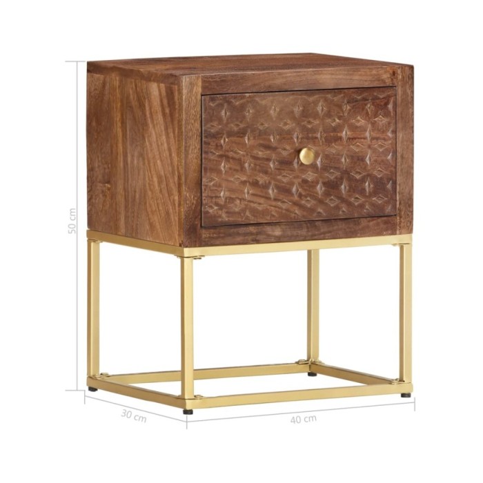 Table de chevet 40 x 30 x 50 cm Bois de manguier massif