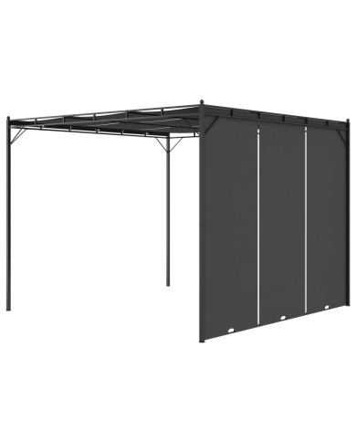 Belvédère de jardin avec rideau latéral 3x3x2,25 m Anthracite