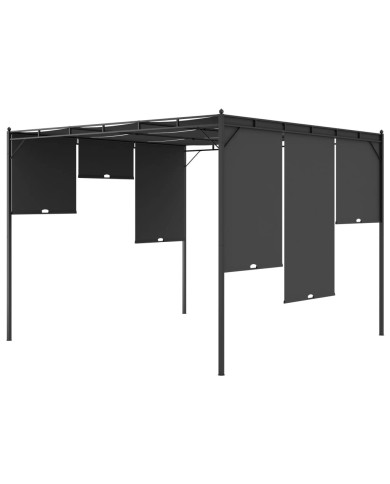 Belvédère de jardin avec rideau latéral 3x3x2,25 m Anthracite