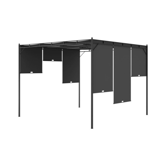 Belvédère de jardin avec rideau latéral 3x3x2,25 m Anthracite