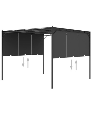 Belvédère de jardin avec rideau latéral 3x3x2,25 m Anthracite