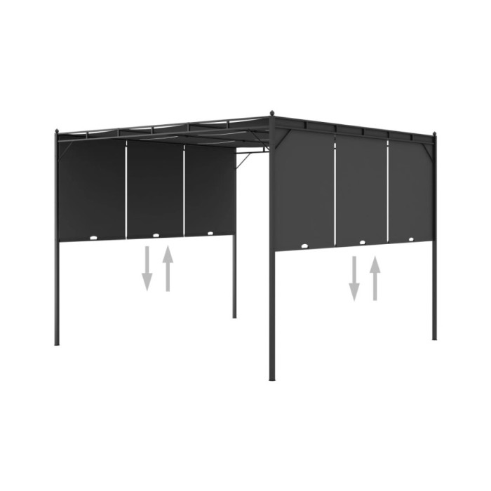 Belvédère de jardin avec rideau latéral 3x3x2,25 m Anthracite