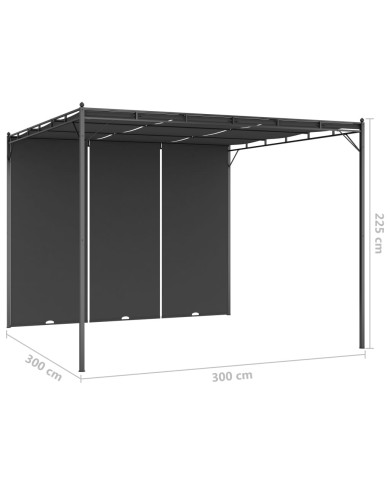 Belvédère de jardin avec rideau latéral 3x3x2,25 m Anthracite