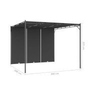 Belvédère de jardin avec rideau latéral 3x3x2,25 m Anthracite