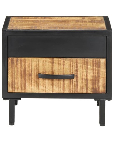 Table de chevet 40x40x35 cm Bois de manguier brut