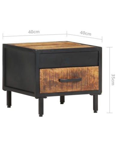 Table de chevet 40x40x35 cm Bois de manguier brut