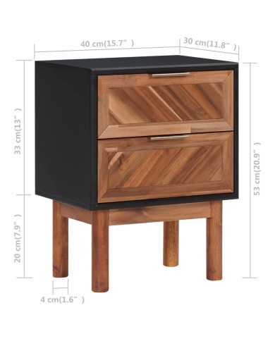 Table de chevet 40x30x53 cm Bois d'acacia solide et MDF