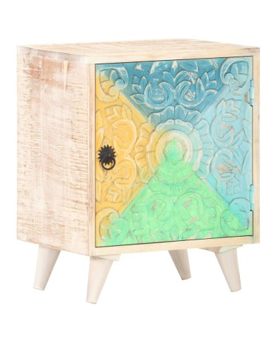 Table de chevet sculptée 40x30x50 cm Bois d'acacia massif