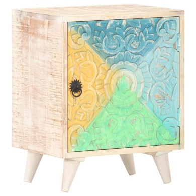 Table de chevet sculptée 40x30x50 cm Bois d'acacia massif