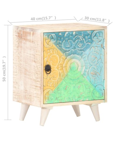 Table de chevet sculptée 40x30x50 cm Bois d'acacia massif