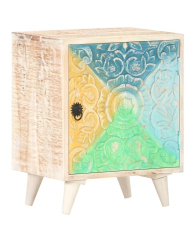 Table de chevet sculptée 40x30x50 cm Bois d'acacia massif