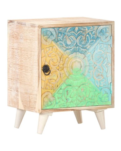 Table de chevet sculptée 40x30x50 cm Bois d'acacia massif