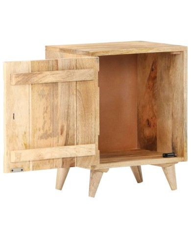 Table de chevet sculptée 40x30x50 cm Bois de manguier massif