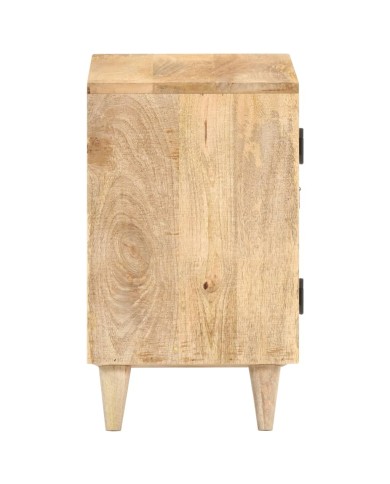 Table de chevet sculptée 40x30x50 cm Bois de manguier massif