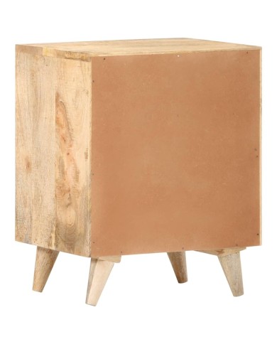 Table de chevet sculptée 40x30x50 cm Bois de manguier massif