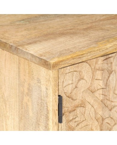 Table de chevet sculptée 40x30x50 cm Bois de manguier massif