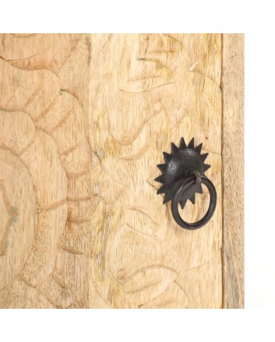 Table de chevet sculptée 40x30x50 cm Bois de manguier massif
