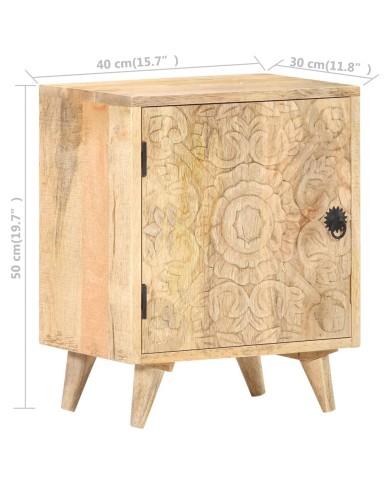 Table de chevet sculptée 40x30x50 cm Bois de manguier massif
